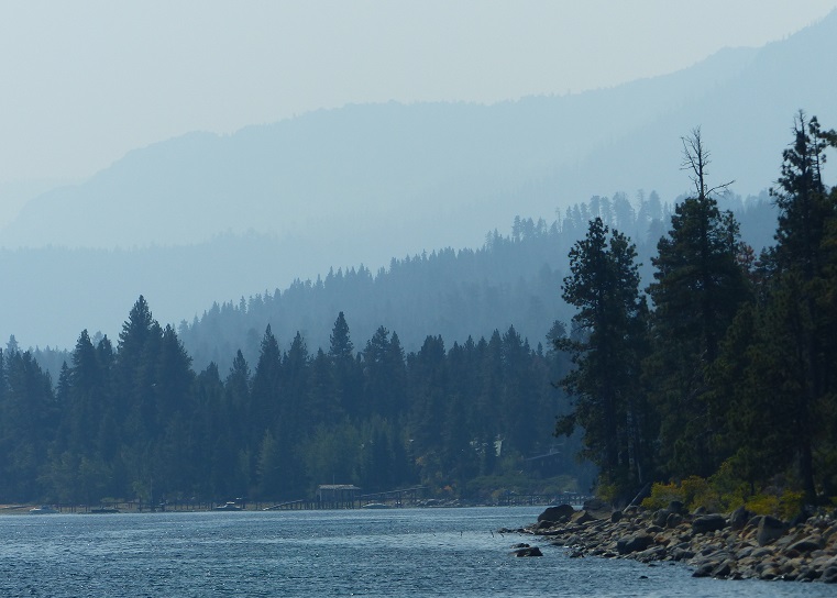 Smoky forests around Lake Tahoe